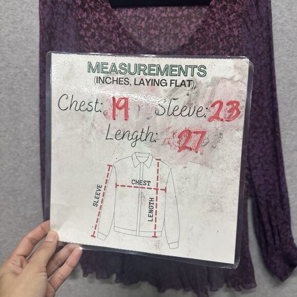 CAbi Tunic Sheer 100% Silk Chiffon Floral Bohemian Long Sleeve Baby Doll Size S - Picture 6 of 8